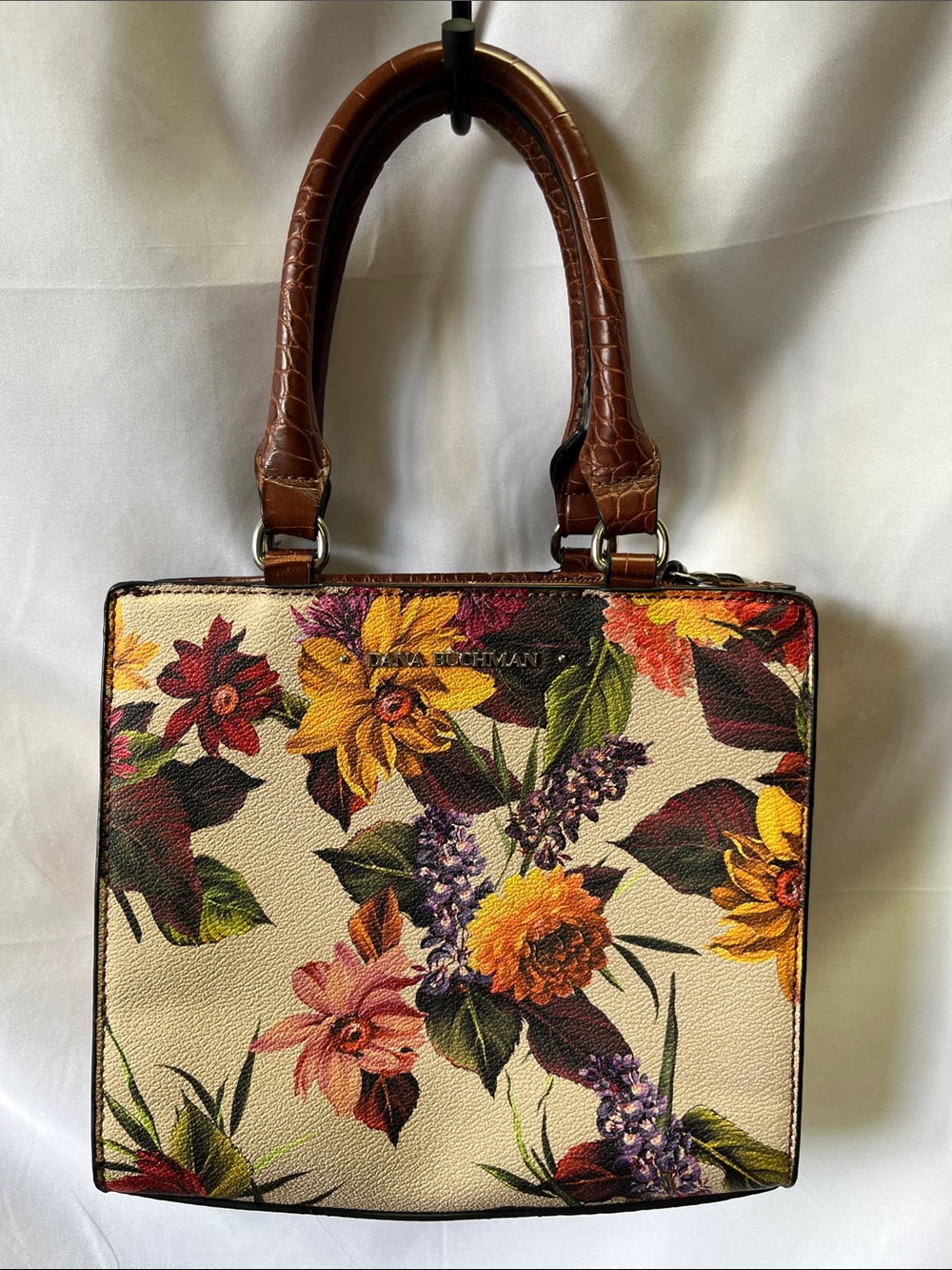 Patricia Nash Floral Print Leather Top-Handle Bag in Multi/Beige